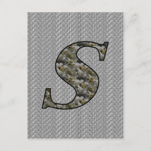 Monogram Initial S Hydrangea Flowers Postcard