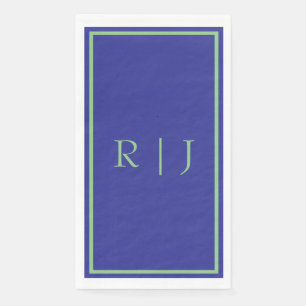 Monogram Initial Sage Green Navy Blue Cool Wedding Napkin