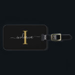 Monogram Initial Script Name Return Address Black Luggage Tag<br><div class="desc">Create your very own custom and personalised Monogram Initial Script Name Return Address Black Luggage Tag completely by clicking the "Personalise" button above. Use the "Customise it" button to further re-arrange and format the style and placement of text. Could easily be repurpose for other special events like anniversaries, baby shower,...</div>