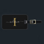 Monogram Initial Script Name Return Address Black Luggage Tag<br><div class="desc">Create your very own custom and personalised Monogram Initial Script Name Return Address Black Luggage Tag completely by clicking the "Personalise" button above. Use the "Customise it" button to further re-arrange and format the style and placement of text. Could easily be repurpose for other special events like anniversaries, baby shower,...</div>