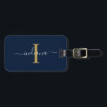 Monogram Initial Script Name Return Address Luggage Tag<br><div class="desc">Create your very own custom and personalised Monogram Initial Script Name Return Address Black Luggage Tag completely by clicking the "Personalise" button. Use the "Customise it" button to further re-arrange and format the style and placement of text. Could easily be repurpose for other special events like anniversaries, baby shower, birthday...</div>