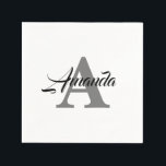 Monogram Initial Simple Elegant Custom Name Cool Napkin<br><div class="desc">Designed with text templates for monogrammed initial and name which you can customise!</div>