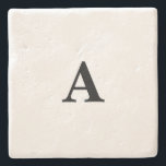 Monogram Initial Simple Elegant Custom Name Cute Stone Coaster<br><div class="desc">Designed with text template for monogrammed initial which you can customise!</div>