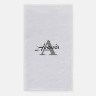 Monogram Initial Simple Elegant Custom Name Silver Napkin