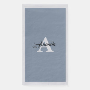 Monogram Initial Simple Light Dusty Blue Silver Napkin