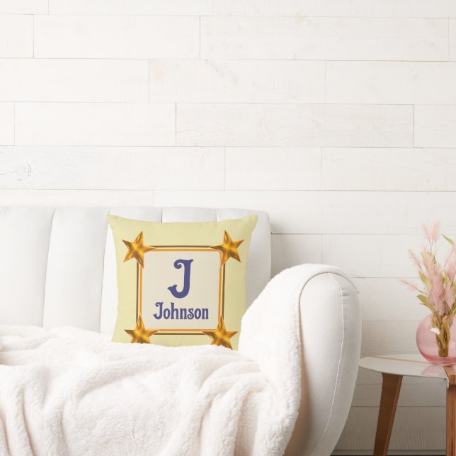 Monogram Initial Star Simple Housewarming Keepsake Cushion (Couch)