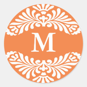 Monogram Initial Stickers ::Coral Rose - Orange