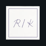 Monogram Initial Stylish Letters Navy Blue Wedding Napkin<br><div class="desc">Designed with text template for monogrammed initials which you can customise!</div>