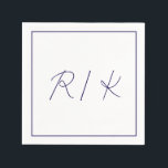 Monogram Initial Stylish Letters Navy Blue Wedding Napkin<br><div class="desc">Designed with text template for monogrammed initials which you can customise!</div>