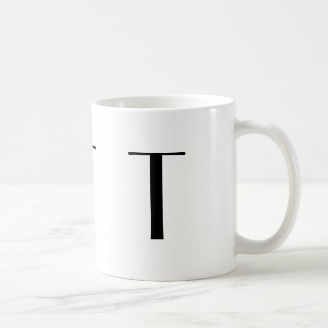 Monogram Initial T Black & White Modern Coffee Mug (Right)