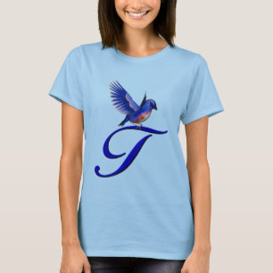 Monogram Initial T Elegant Bluebird T Shirt