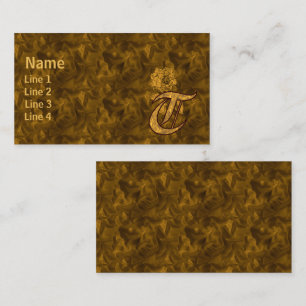 Monogram Initial T Elegant Gold Peony Flower Business Card