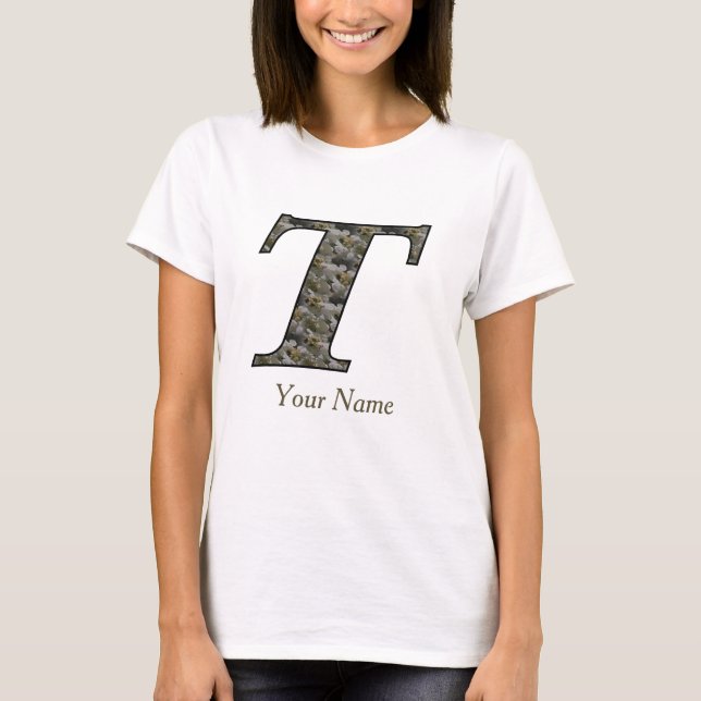 Monogram Initial T Hydrangea Flowers Personalised T-Shirt (Front)