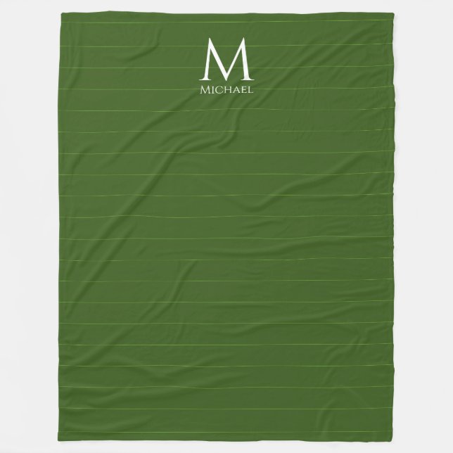 Monogram Initial Template Custom Forest Green Fleece Blanket (Front)