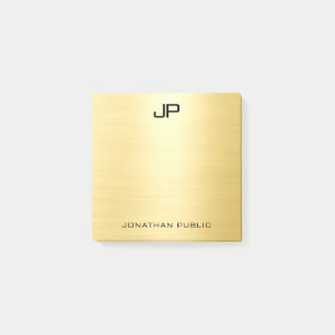 Monogram Initial Template Faux Gold Square Post-it Notes