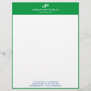 Monogram Initial Template Green White Customisable Custom Letterhead