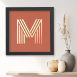 Monogram initial terracotta any colour background foil prints<br><div class="desc">Poster featuring your monogram initial in a fun,  retro display font on a terracotta or custom colour background.</div>