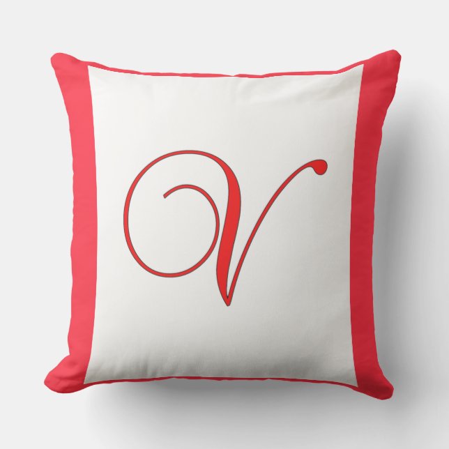 Monogram Initial V Square Plush Outdoor Patio  Cushion (Front)