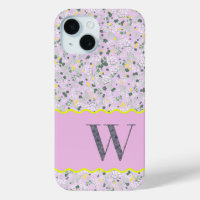 MONOGRAM INITIAL W LILAC LITTLE FLOWERS