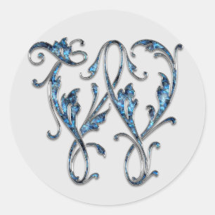 monogram initial W stickers