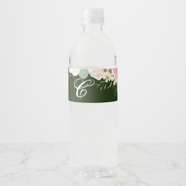 Monogram Initial Water Bottle Label Geometric Hunt (Front)
