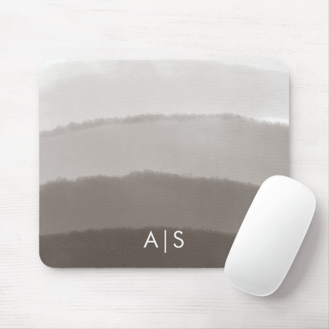 Monogram Initial Watercolor Davy Grey Ombre Mouse Pad (With Mouse)