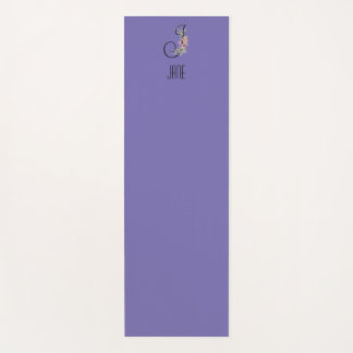 Monogram initial watercolor flower lavender yoga mat