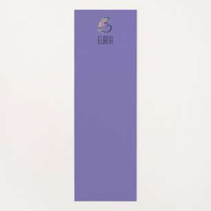 Monogram initial watercolor flower lavender yoga mat
