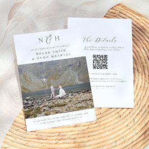 Monogram Initials All In One QR Code Photo Wedding Invitation