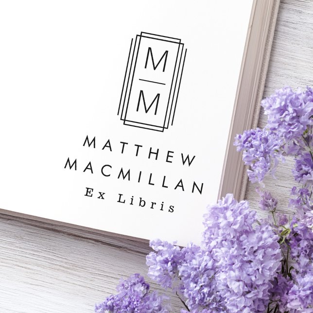 Monogram initials and name Ex libris library book Rubber Stamp (Monogram initials and name Ex libris library book Rubber Stamp)