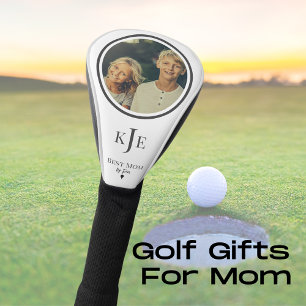 Monogram Initials Best Mum By Par Black and White Golf Head Cover