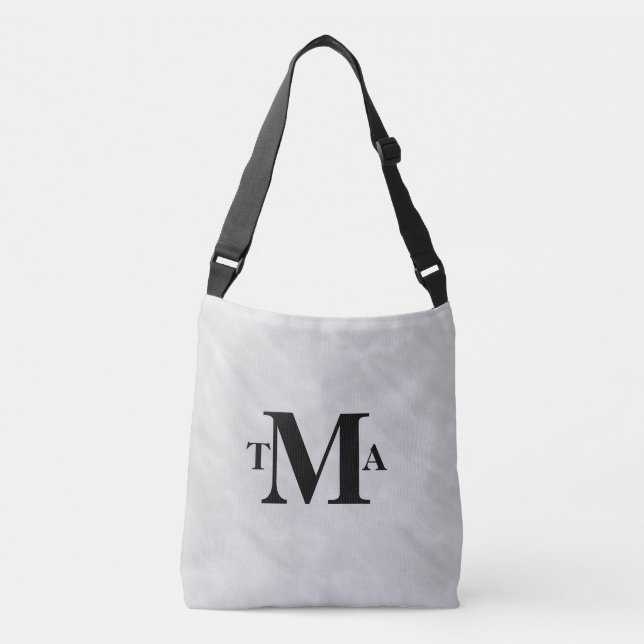 Monogram Initials Black Charcoal Crossbody Bag (Front)