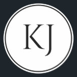 Monogram Initials Black White Minimalist Wedding Classic Round Sticker<br><div class="desc">Printed with monogram initial (which you can edit,  change and personalise) in black and white background. Design available in all sizes,  just choose the right size that you need.</div>