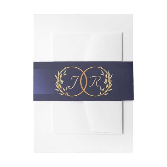 Monogram Initials  - Blue Invitation Belly Band (Front Example)