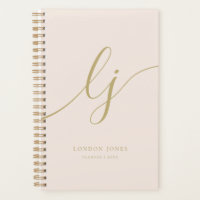 Monogram Initials Business Blush Gold Script Name