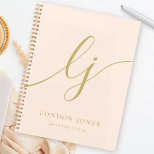 Monogram Initials Business Planner Blush Gold Name
