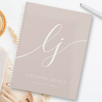 Monogram Initials Business Planner Rose Pink Ivory