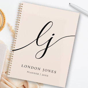Monogram Initials Business Planner Script Name