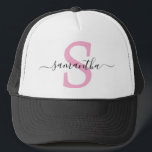 Monogram Initials Calligraphy Minimalistic  Trucker Hat<br><div class="desc">This design may be personalised in the area provided by changing the photo and/or text. Or it can be customised by clicking Personalise this Template and then choosing the click to customise further option and delete or change the colour of the background, add text, change the text colour or style,...</div>