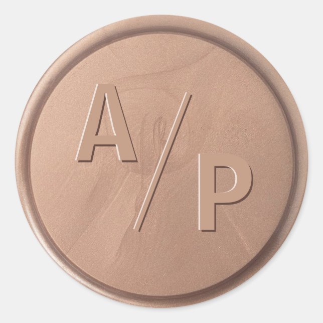 Monogram Initials Chocolate Brown Seal Sticker (Front)