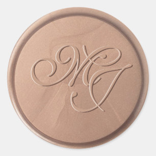 Monogram Initials Chocolate Brown Wax Seal Sticker