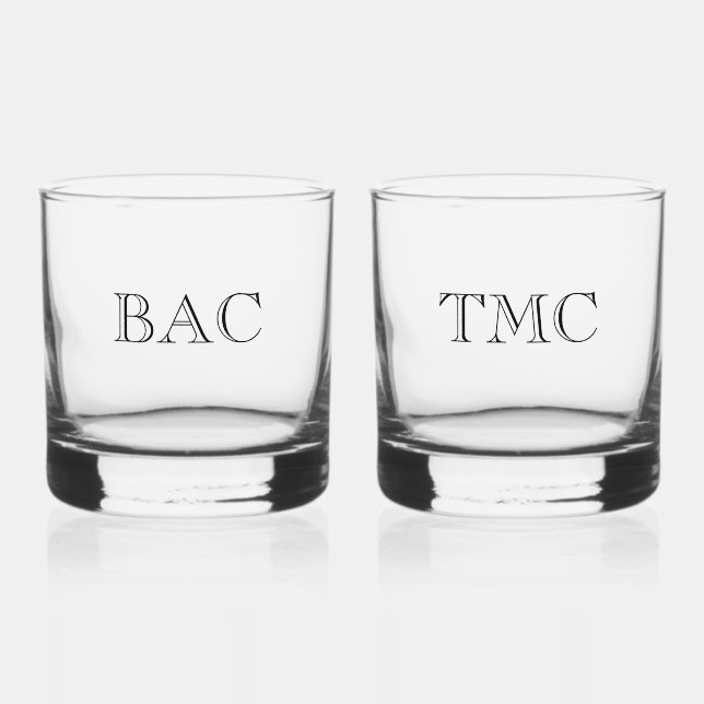 Monogram Initials Classic Wedding Couple Timeless Whiskey Glass (Front)