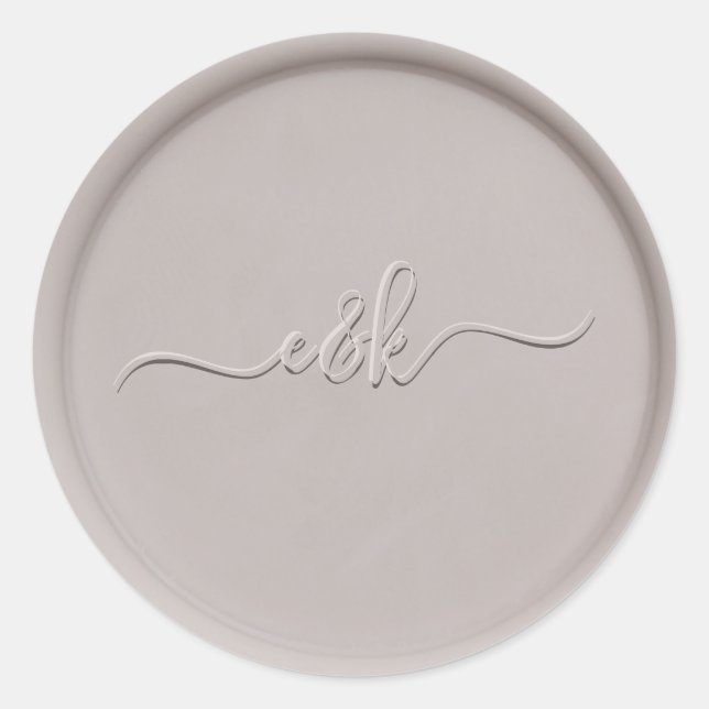 Monogram Initials Clay Seal Sticker (Front)