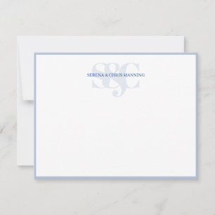Monogram Initials Custom Couple Wedding Baby Blue Card
