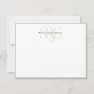 Monogram Initials Custom Couple Wedding Green Card