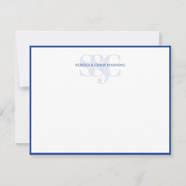 Monogram Initials Custom Couple Wedding Royal Blue Card (Front)