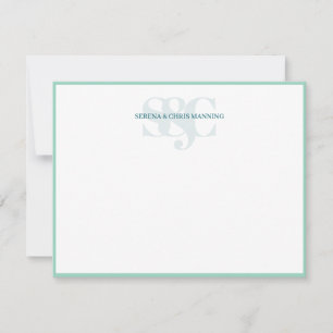 Monogram Initials Custom Couple Wedding Teal Geen Card