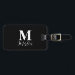 Monogram Initials Custom Name Black White 2023 Luggage Tag<br><div class="desc">Monogrammed initial and also personal details like name,  address,  phone number and email all of which you can edit. Designed with simple,  elegant and trendy black and white background,  you can change the colour if you wish.</div>