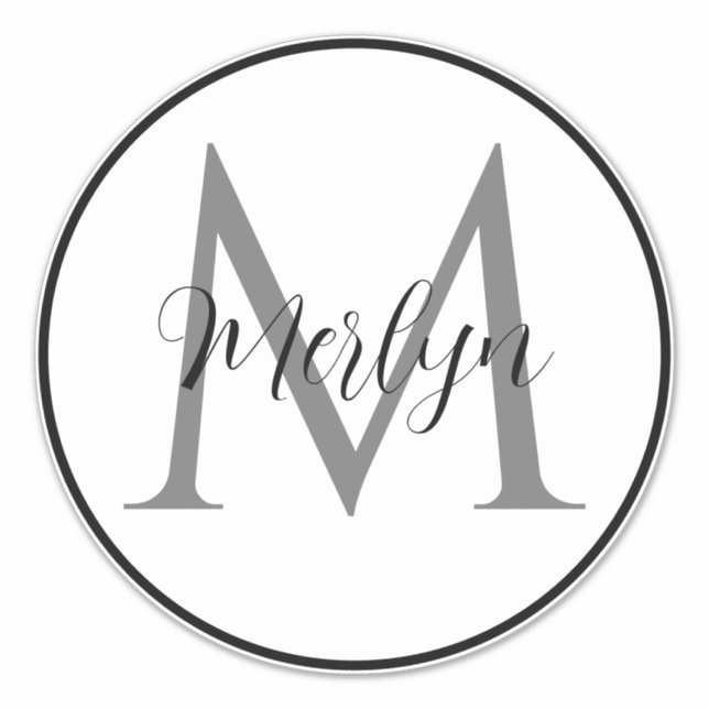 Monogram Initials Custom Name Black White Classy (Front)