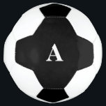 Monogram Initials Custom Name Black White Gift Pla Soccer Ball<br><div class="desc">Monogrammed initial template designed with simple,  elegant and trendy black and white background!</div>